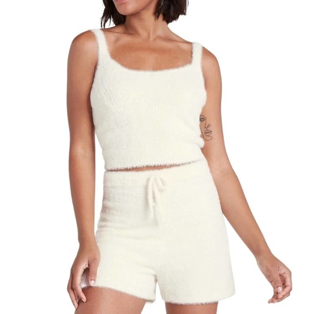 Express Fuzzy Fur Sweater Shorts and Cropped Top-XL